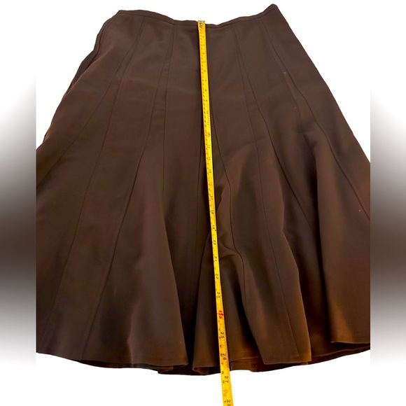 Chocolate Brown Flared Midi Skirt Preppy Academia Women's, 6 - Picture 3 of 4